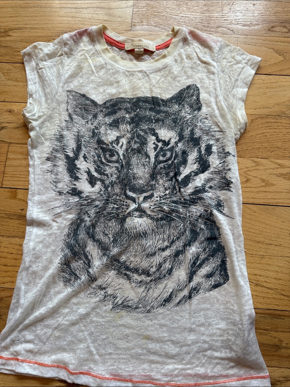 Forever 21 White Short Sleeve Tiger Graphic Tee with Black Print